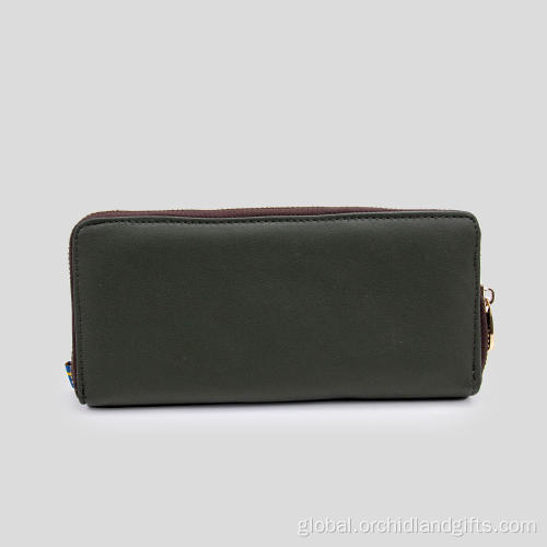 pu material green ladies wallet